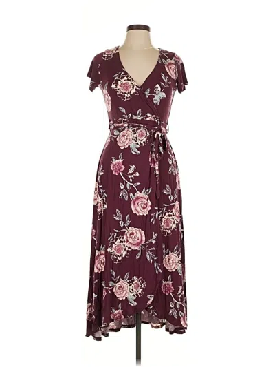 Pre-owned About A Girl Casual Dress In Burgundy