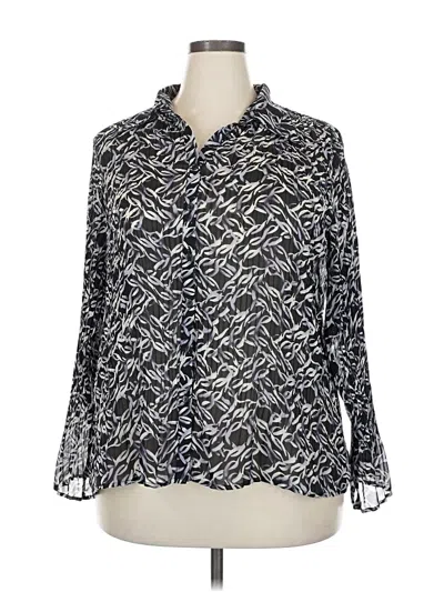 Pre-owned Studio 1940 Long Sleeve Blouse In Silver