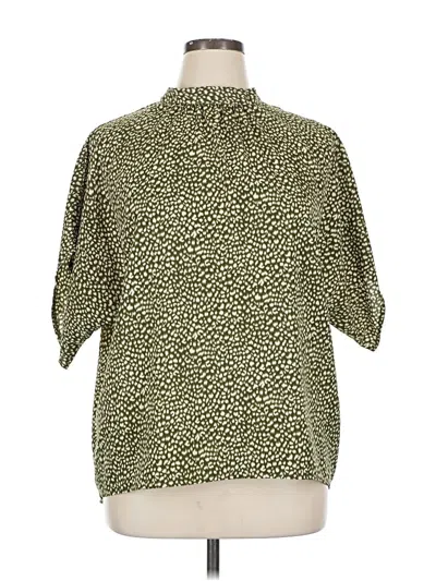 Pre-owned Unbranded Short Sleeve Blouse In Green