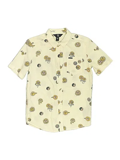 Pre-owned Volcom Kids' Short Sleeve Button Down Shirt In Yellow