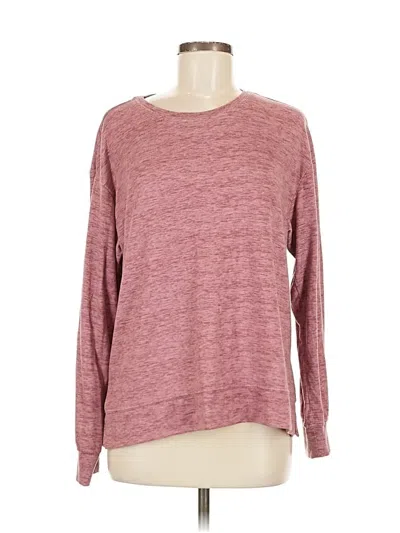 Pre-owned Natori Long Sleeve Top Burgundy Crew Neck Tops