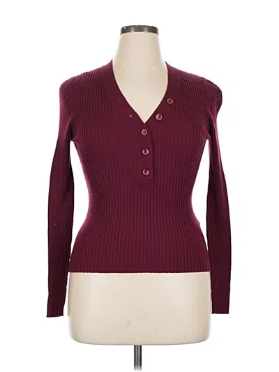 Pre-owned Derek Lam Long Sleeve Top Burgundy V Neck Tops
