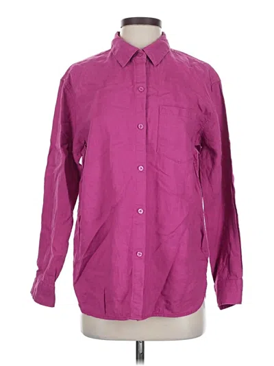 Pre-owned Athleta Long Sleeve Button Down Shirt In Purple