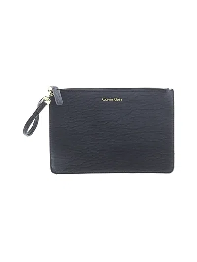 Pre-owned Calvin Klein Leather Wristlet In Black