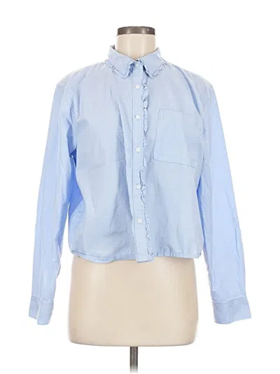 Pre-owned Lands' End Long Sleeve Button Down Shirt In Blue