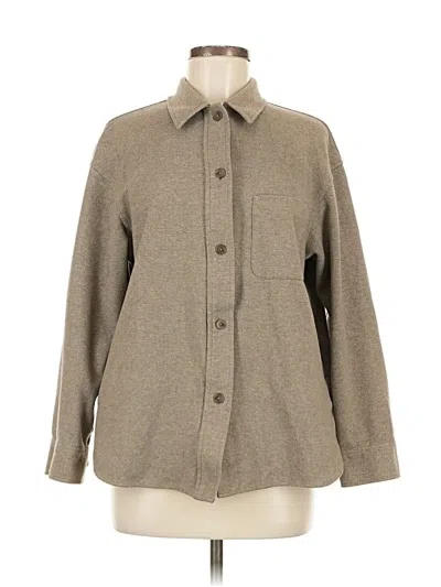 Pre-owned Uniqlo Long Sleeve Button Down Shirt In Brown