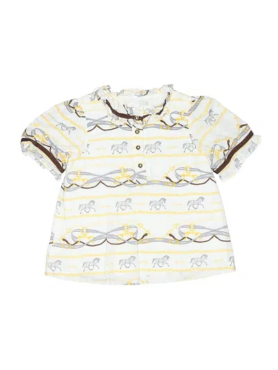 Pre-owned Janie And Jack Kids' Short Sleeve Button Down Shirt In Yellow