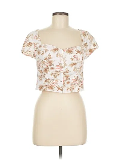 Pre-owned Abercrombie & Fitch Short Sleeve Top Ivory Sweetheart Neckline Tops In White