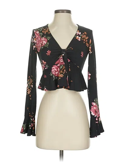 Pre-owned Polly & Esther Long Sleeve Blouse In Black