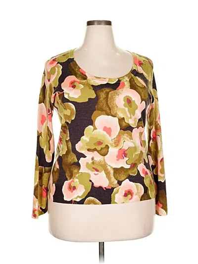 Pre-owned Wild About Cashmere For Saks Fifth Avenue 3/4 Sleeve T-shirt In Brown