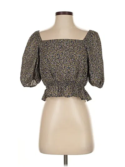 Pre-owned Uniqlo Short Sleeve Blouse In Brown