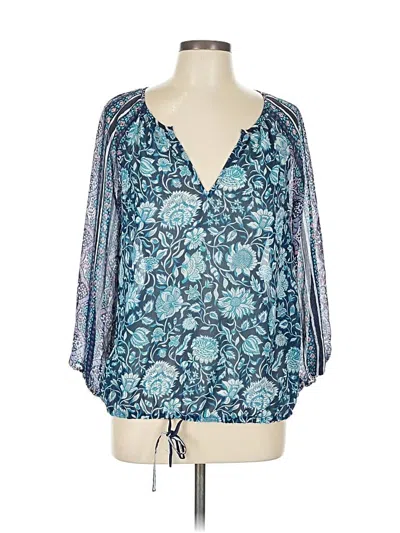 Pre-owned Lucky Brand 3/4 Sleeve Blouse In Blue