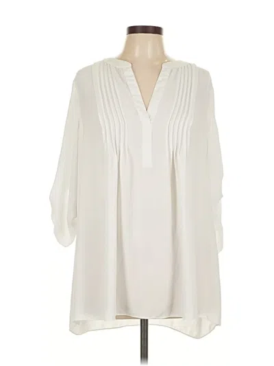 Pre-owned Bcbgmaxazria 3/4 Sleeve Blouse In White