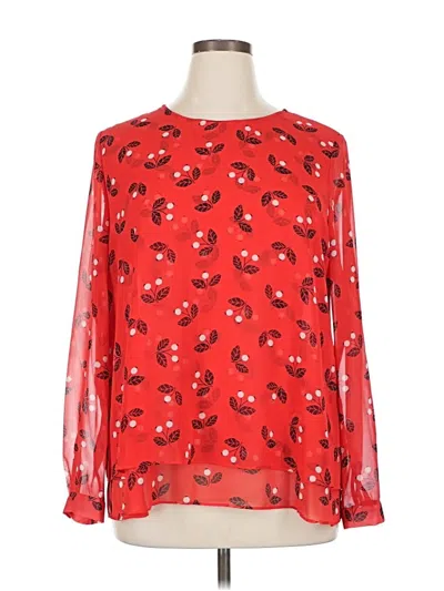 Pre-owned Anne Klein Long Sleeve Blouse In Red