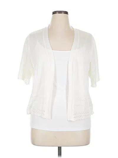 Pre-owned Signature By Robbie Bee Cardigan Sweater In White