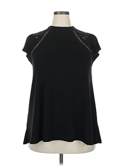 Pre-owned Torrid Short Sleeve Top Black Mock Neckline Tops