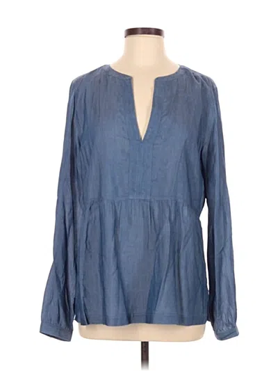 Pre-owned Ann Taylor Loft Long Sleeve Blouse In Blue