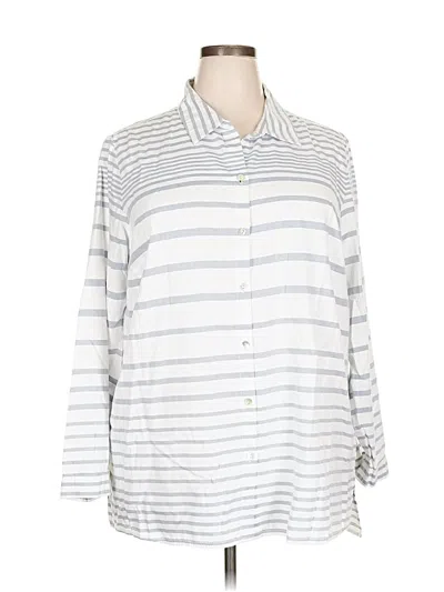 Pre-owned Jjill Long Sleeve Button Down Shirt In Silver