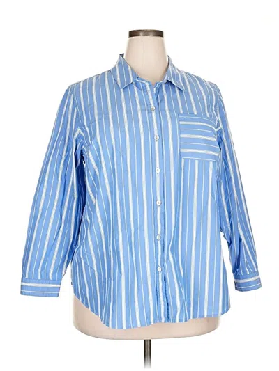 Pre-owned Jjill 3/4 Sleeve Button Down Shirt In Blue