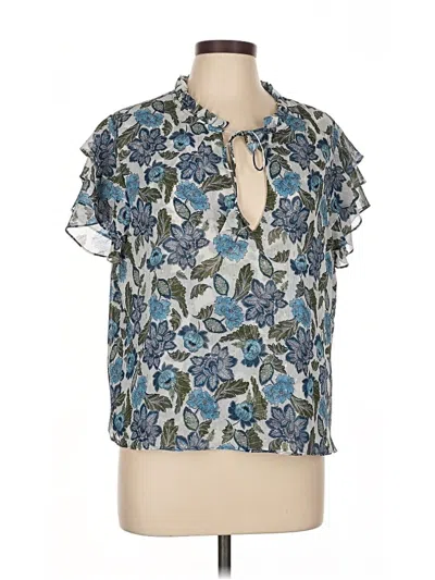 Pre-owned Misa Short Sleeve Blouse In Blue