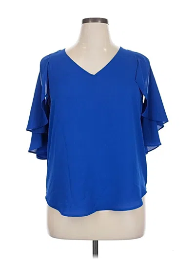 Pre-owned Karen Kane Short Sleeve Blouse In Blue