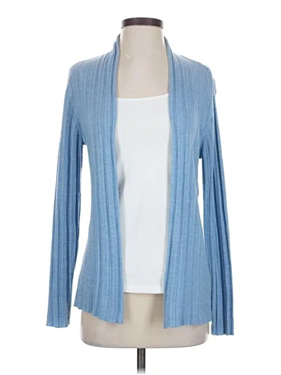 Pre-owned Eileen Fisher Wool Cardigan Sweater In Blue