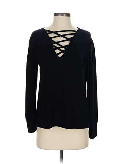 Pre-owned Lna Long Sleeve Top Black Keyhole Neckline Tops
