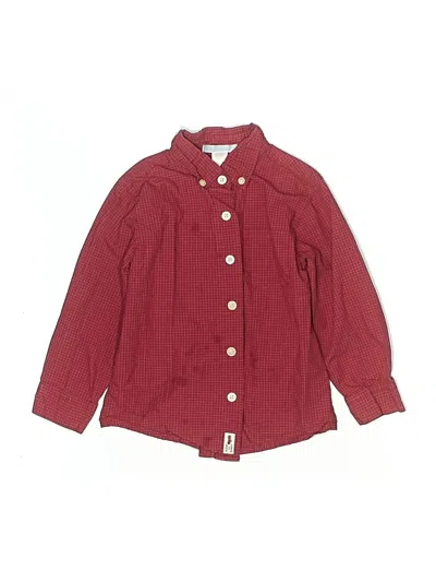 Pre-owned Janie And Jack Kids' Long Sleeve Button Down Shirt In Burgundy