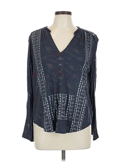 Pre-owned Lucky Brand Long Sleeve Blouse In Blue