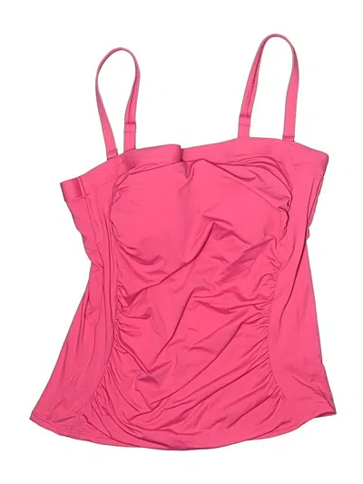 Pre-owned Lands' End Swimsuit Top Pink Solid Pattern Swimwear