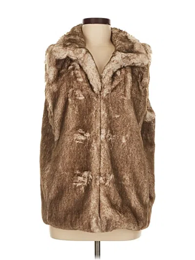Pre-owned Ann Taylor Loft Faux Fur Vest In Brown