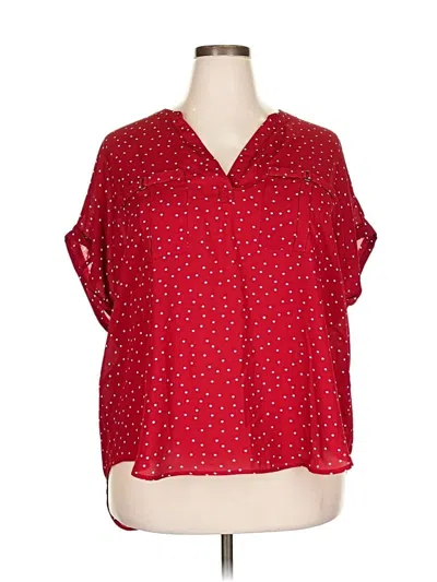 Pre-owned Maurices Short Sleeve Blouse In Red