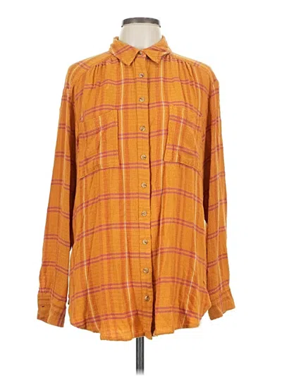 Pre-owned Pilcro Long Sleeve Button Down Shirt In Orange