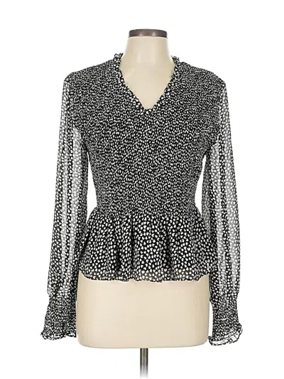 Pre-owned She + Sky Long Sleeve Blouse In Black