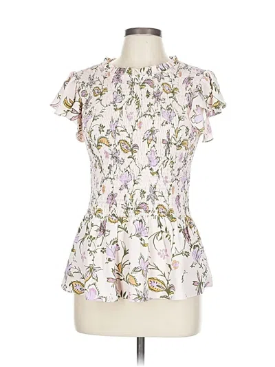 Pre-owned Market & Spruce Short Sleeve Blouse In White