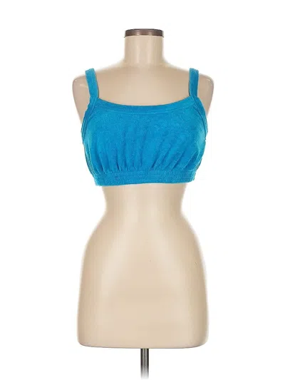 Pre-owned Nia Tank Top Blue Strapless Neckline Tops