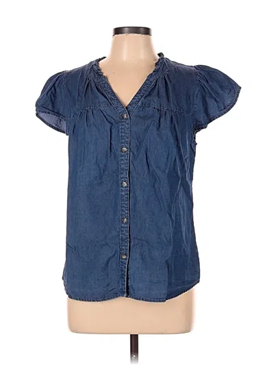Pre-owned Kathy Ireland Short Sleeve Blouse In Blue
