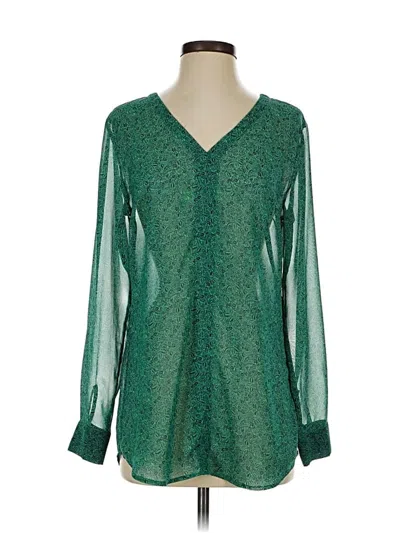 Pre-owned Cabi Long Sleeve Blouse In Green