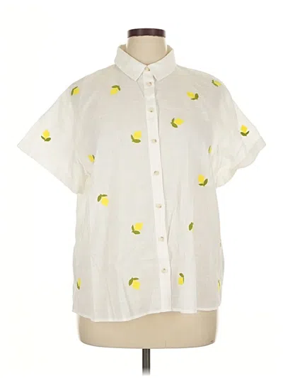Pre-owned Maeve By Anthropologie Short Sleeve Blouse In White