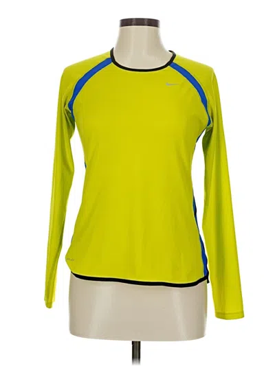 Pre-owned Nike Long Sleeve Top Yellow Crew Neck Tops
