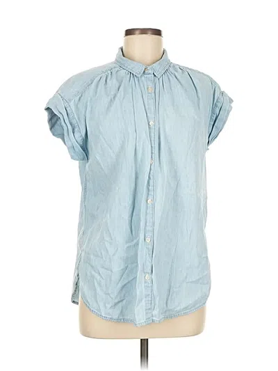 Pre-owned Gap Short Sleeve Button Down Shirt In Blue
