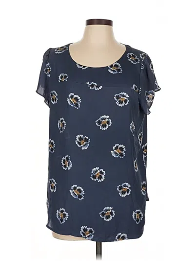 Pre-owned Ann Taylor Loft Short Sleeve Blouse In Blue