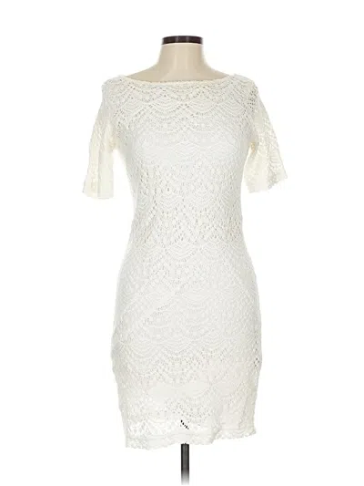 Pre-owned Sharagano Cocktail Dress In White