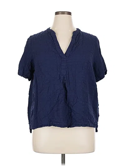 Pre-owned Gloria Vanderbilt Short Sleeve Blouse In Blue