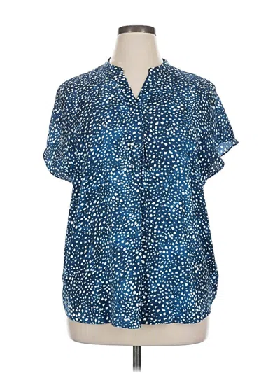 Pre-owned Carolina Belle Short Sleeve Blouse In Blue