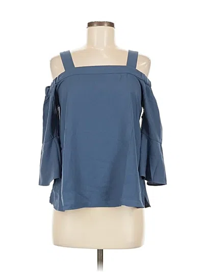 Active Usa 3/4 Sleeve Top Blue Cold Shoulder Neckline Tops In Blue
