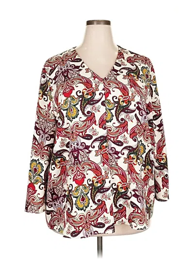 Pre-owned Chico's 3/4 Sleeve Blouse In Burgundy