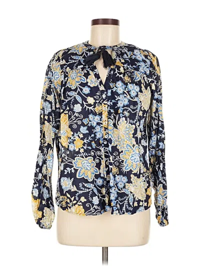 Pre-owned Elan Long Sleeve Blouse In Blue