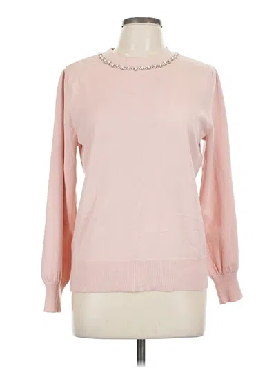 Pre-owned Liz Claiborne Long Sleeve Top Pink Crew Neck Tops