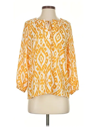 Pre-owned Ann Taylor 3/4 Sleeve Blouse In Yellow
